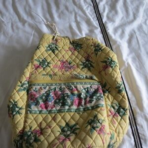 Vera Bradley Classic Yellow/Pink Breast Cancer Hope Drawstring Backpack